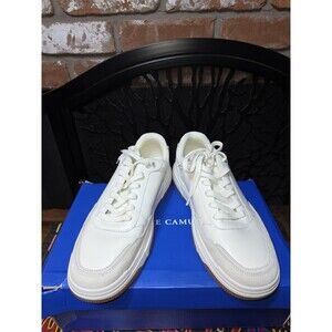 Vince Camuto VY Pieter Sneakers Mens 10 White Leather Nubuck Gum Sole Casual NIB